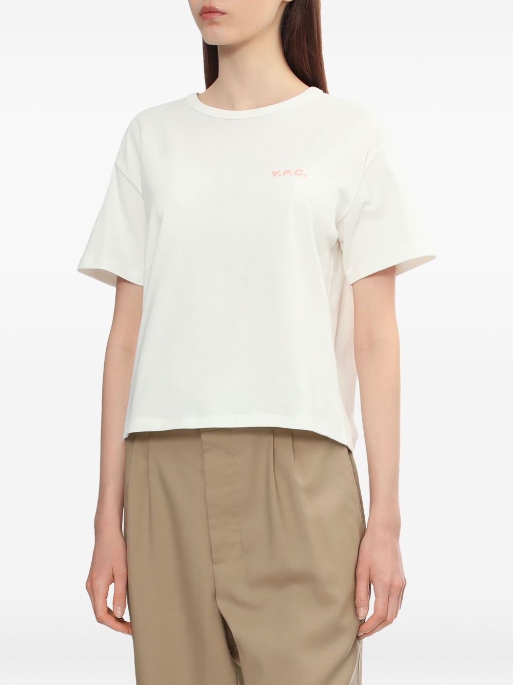 flocked-logo cotton T-shirt - 3