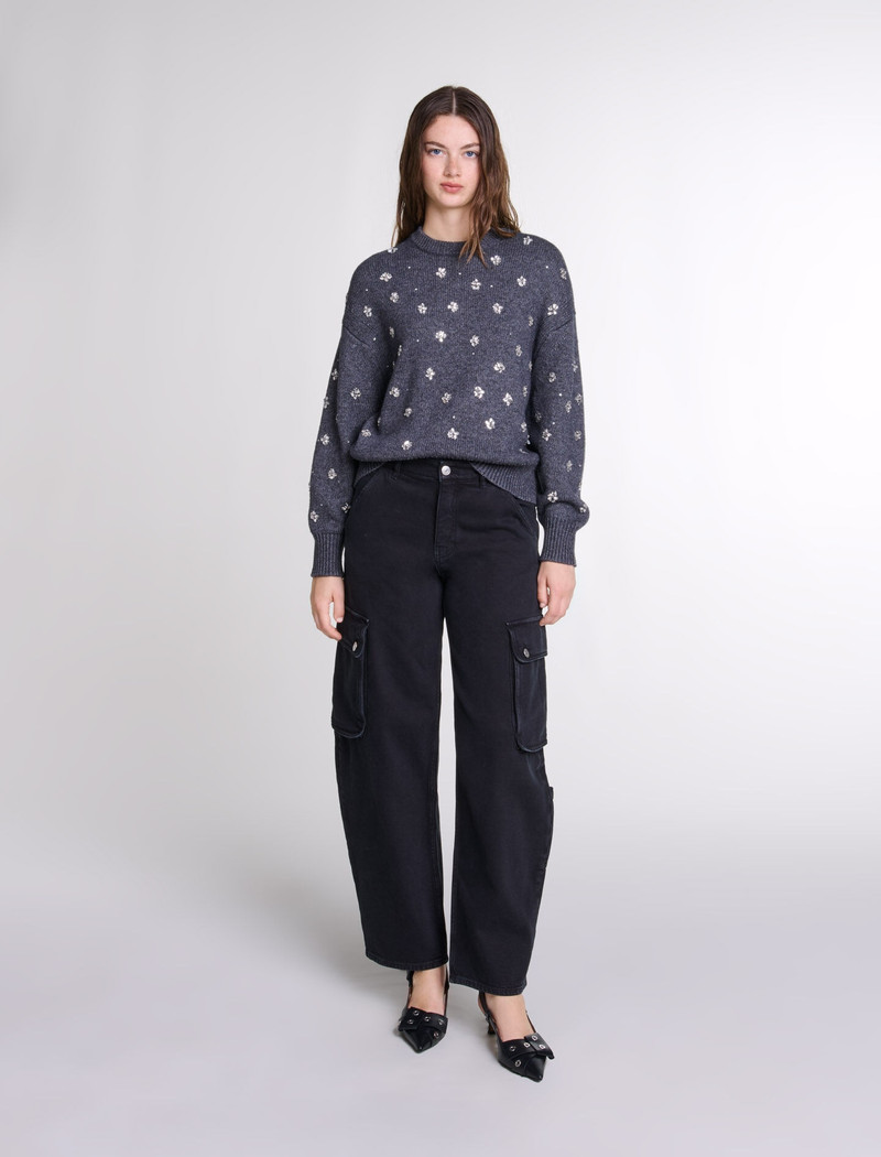 maje Knitted jumper with rhinestones outlook