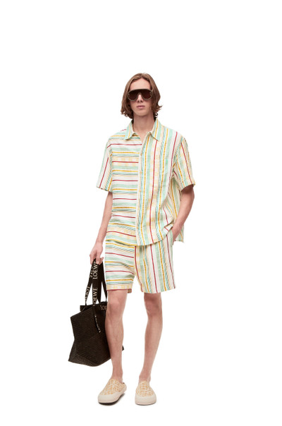 Loewe Asymmetric stripes shorts in cotton, linen and silk outlook