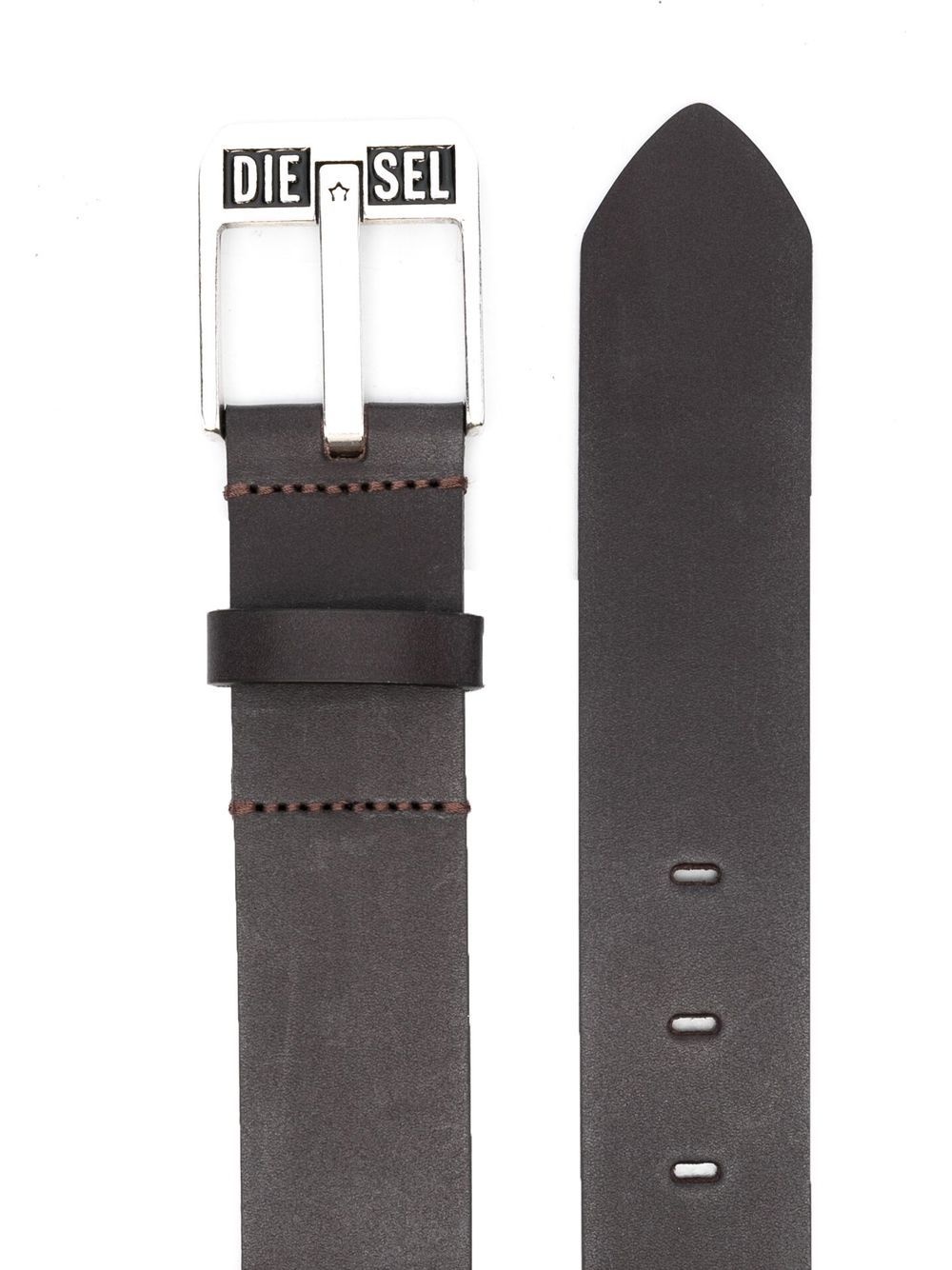 logo-buckle buffalo leather belt - 2