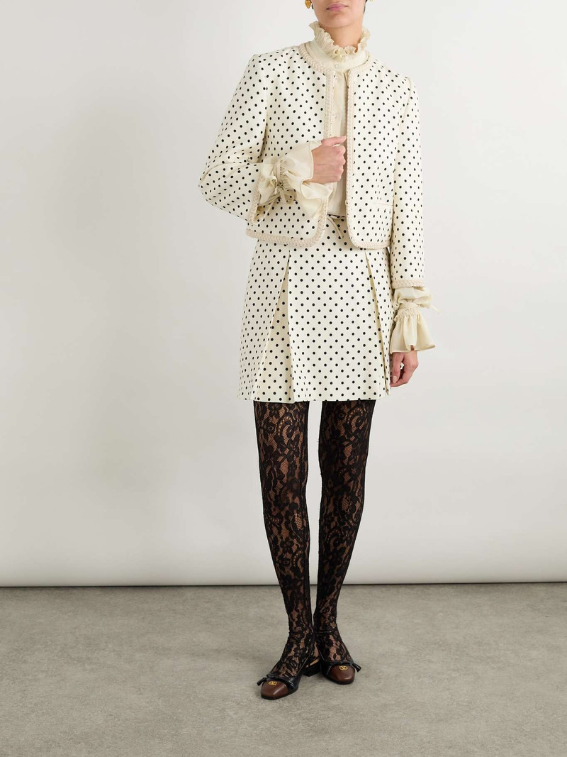 Valentino Embroidered polka-dot woven jacket Cream outlook