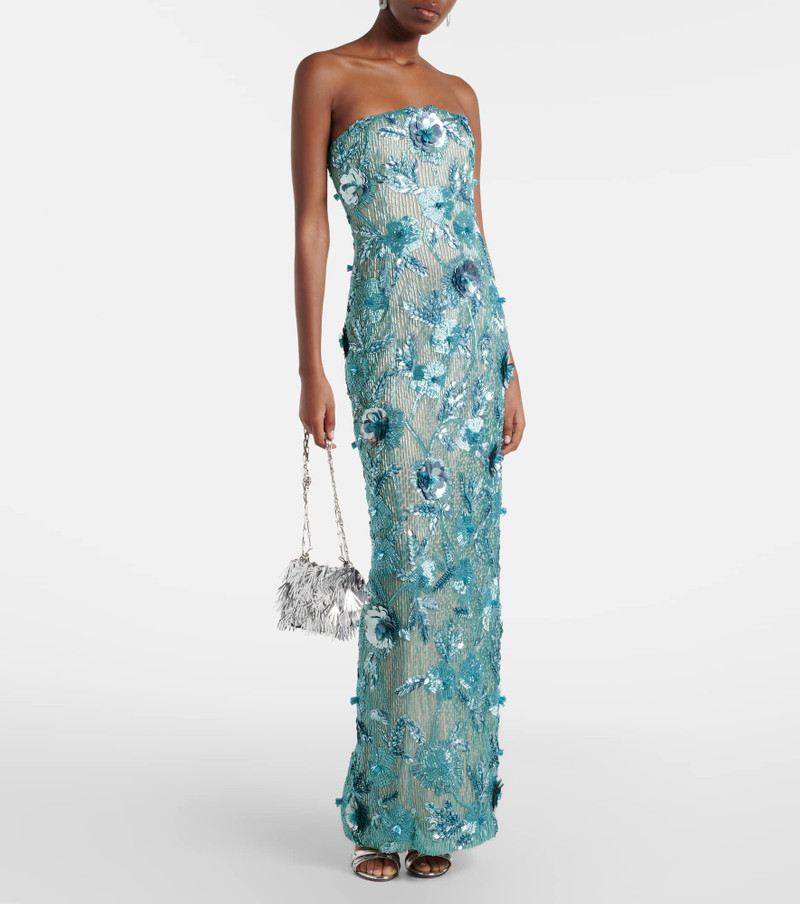 RACHEL GILBERT Pierre embellished floral-appliqué gown outlook