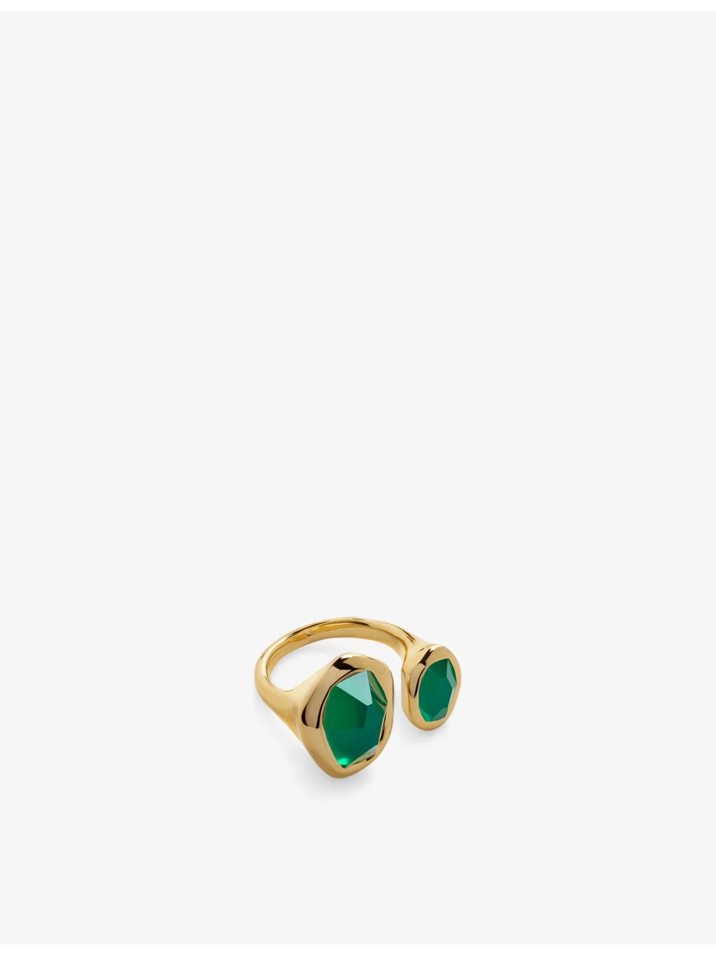 Odyssey 18ct Gold Vermeil-Plated 925 Sterling Silver and Onyx Open Ring - 1