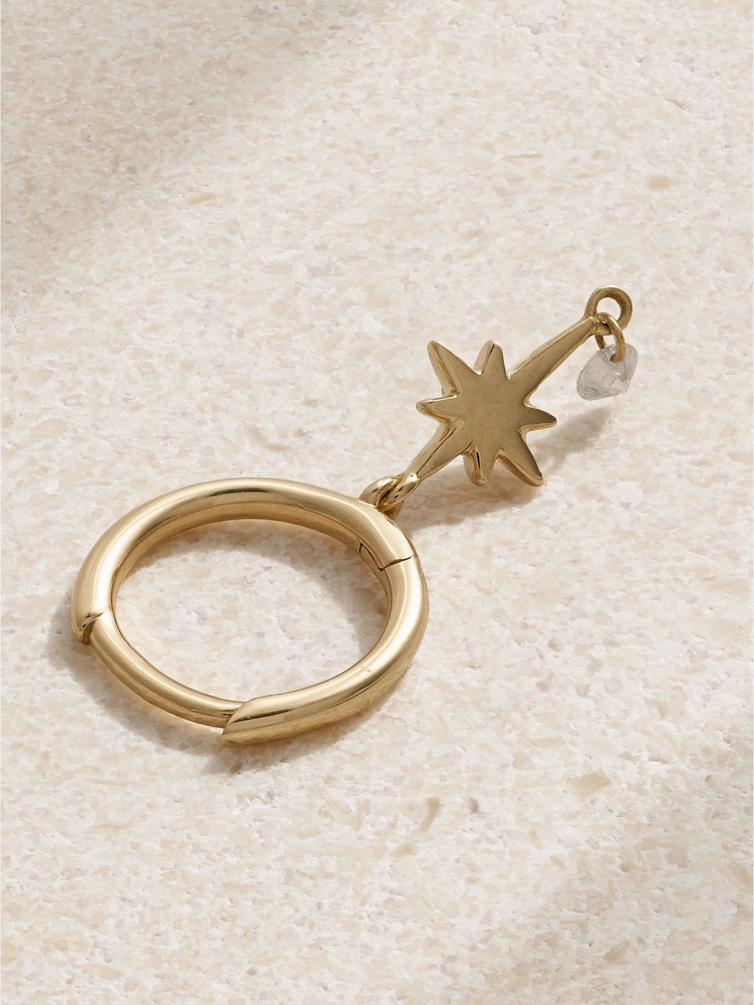 North Star 18-karat gold diamond single hoop earring Gold - 3