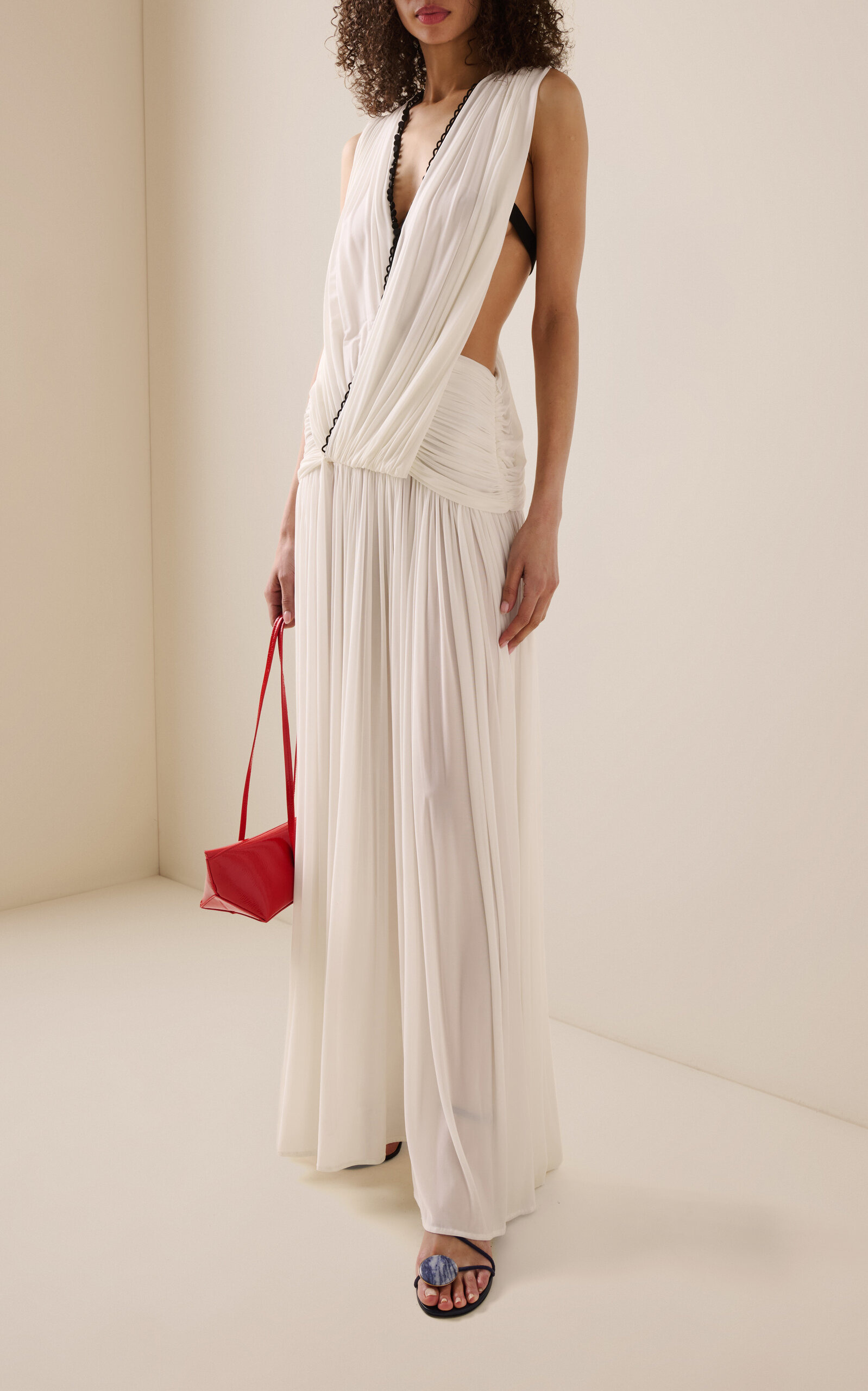 Ruched Jersey Maxi Dress black/white - 2