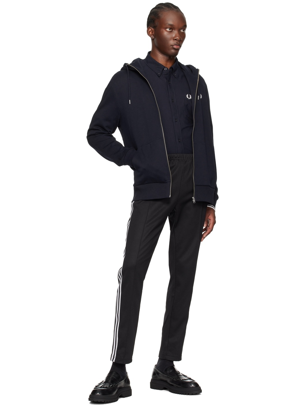 Navy Zip Through Hoodie - 4