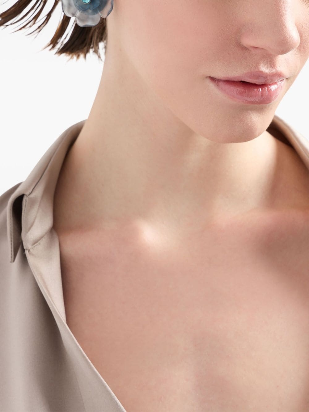 draped silk long-sleeve blouse - 4