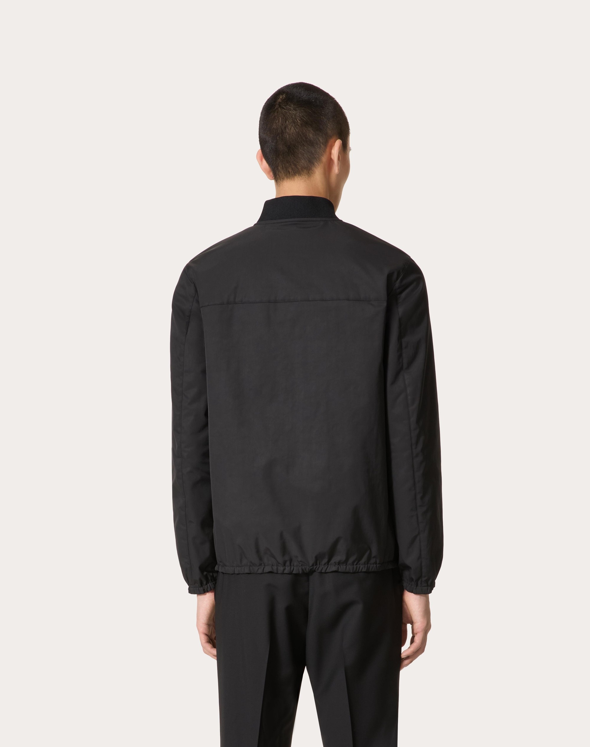 NYLON JACKET WITH LEATHER PATCH AND VLOGO SIGNATURE - 4