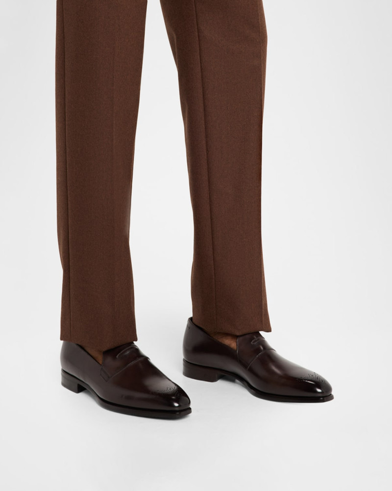 Brioni Men's Elysium Brogue Leather Penny Loafers outlook