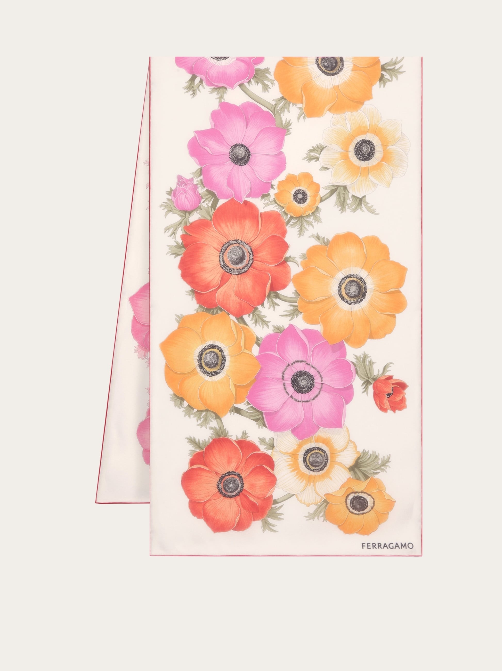 Anemone print silk scarf - 1