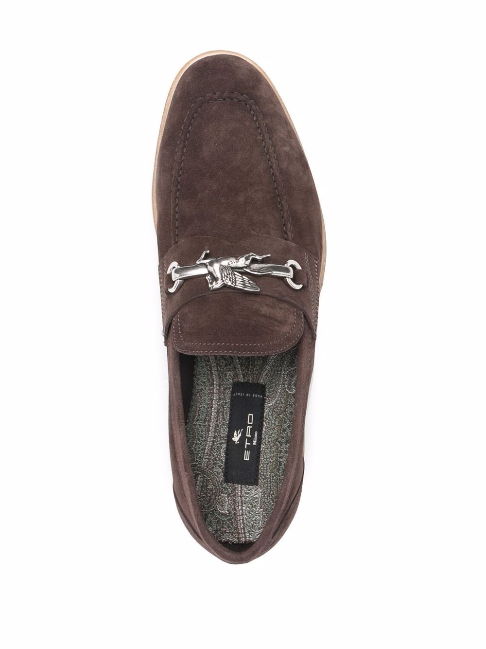 logo-plaque suede loafers - 4