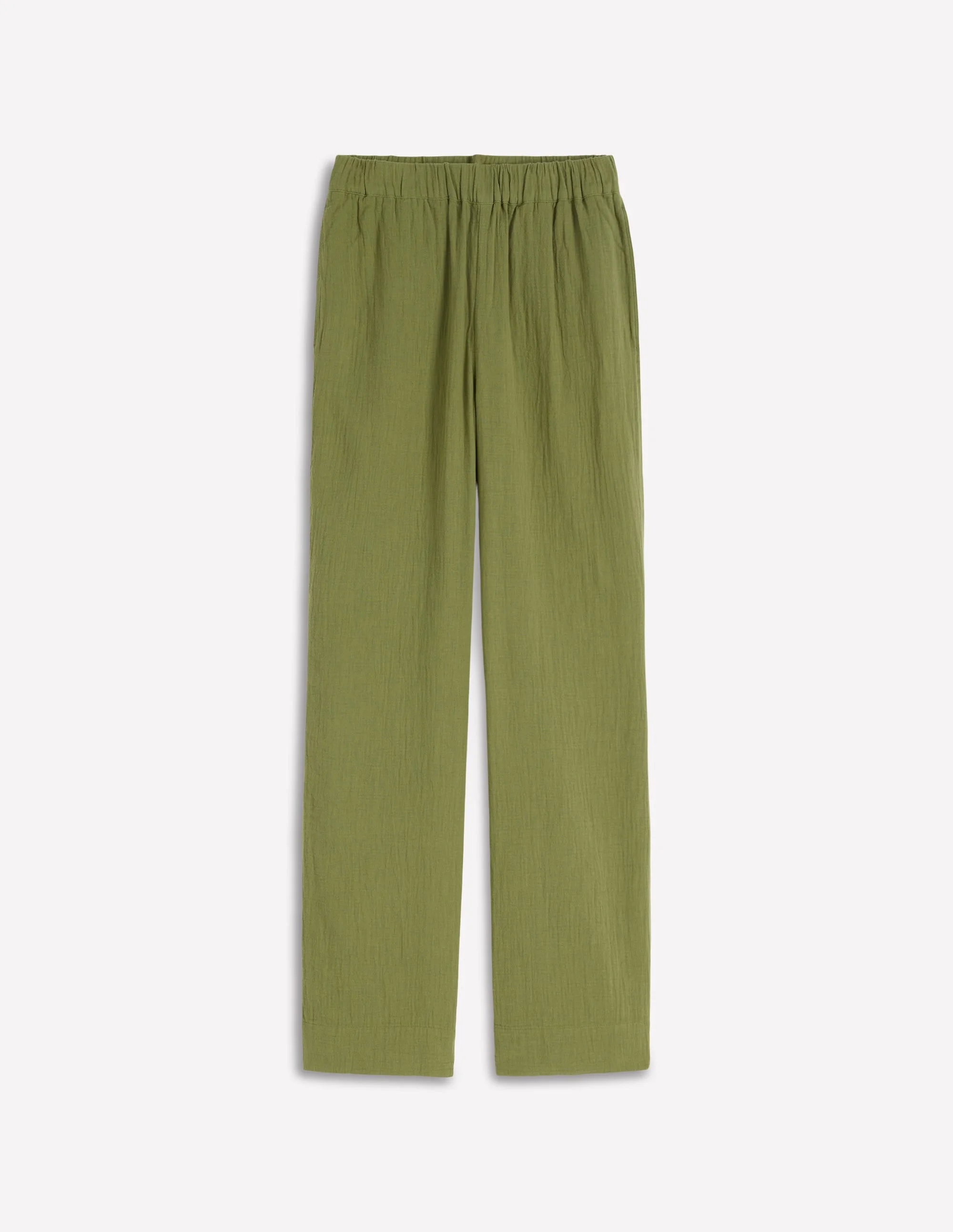 Pull-on Double Cloth Pants-Olive Green - 1