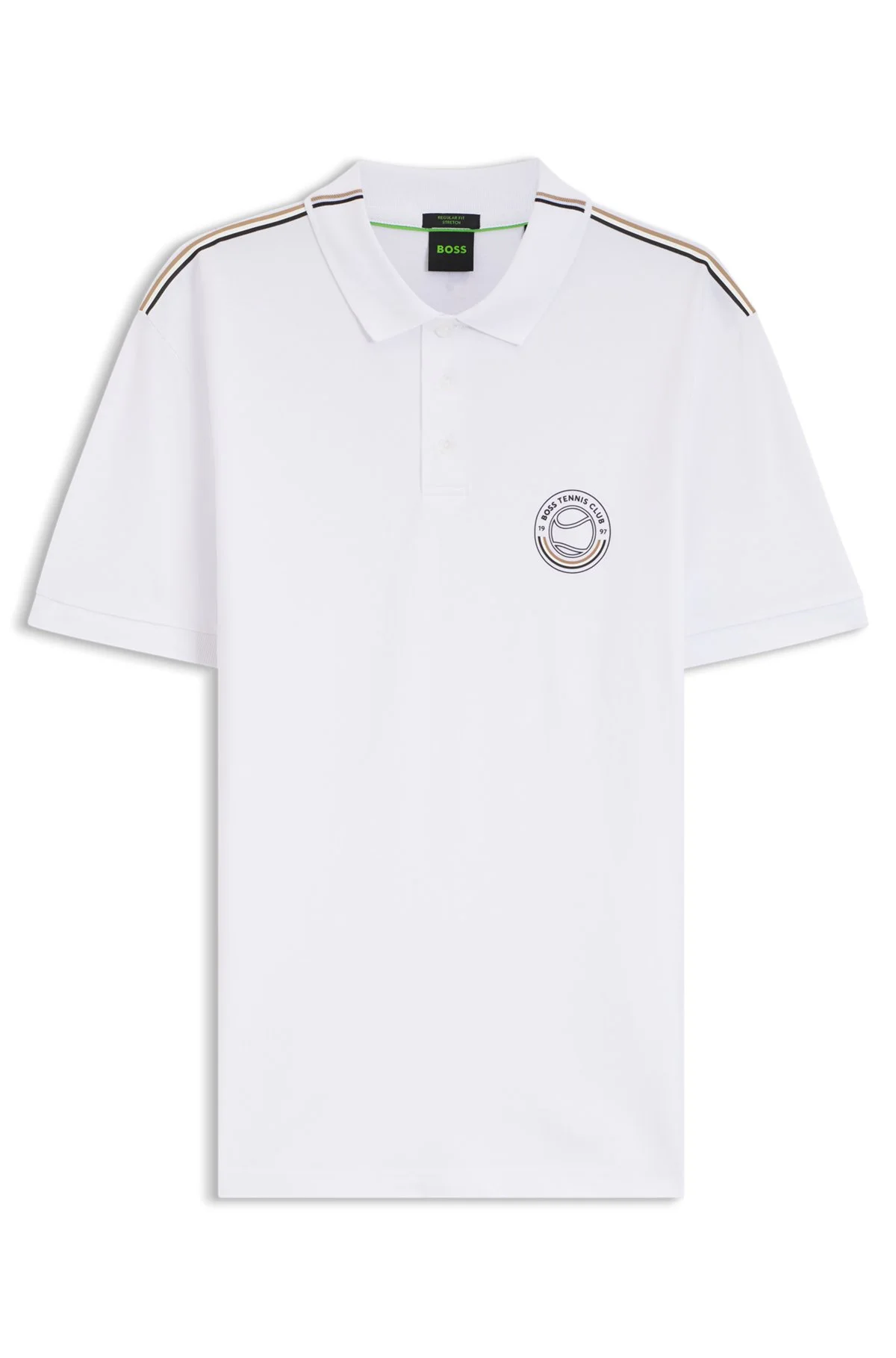 STRETCH-COTTON POLO SHIRT WITH TENNIS-INSPIRED LOGO - 1