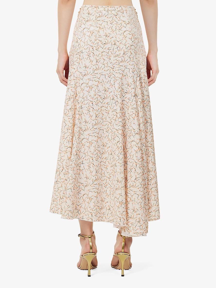 Spiral Seam floral crepe midi skirt - 4