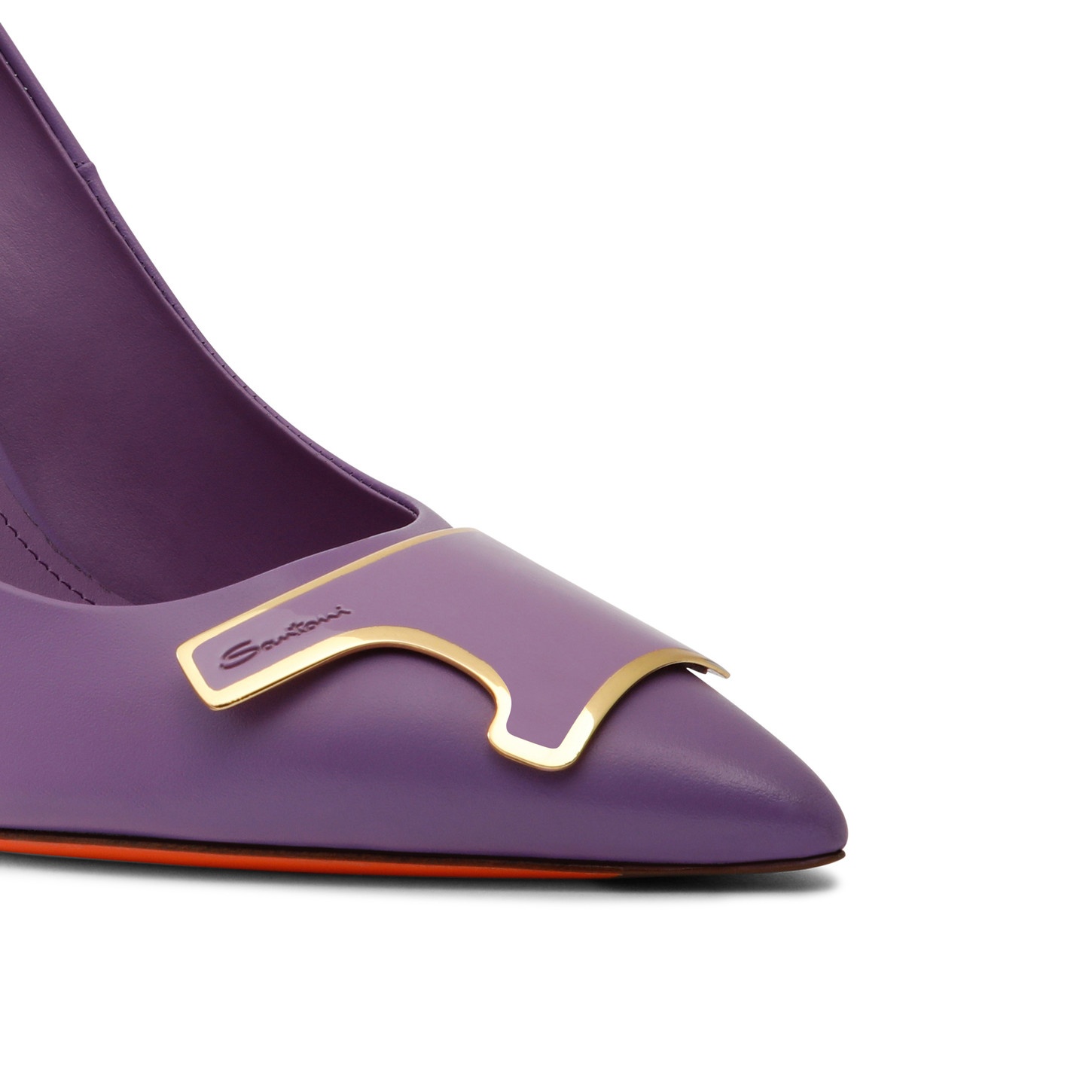 Women's lilac leather high-heel Santoni Sibille pump - 6