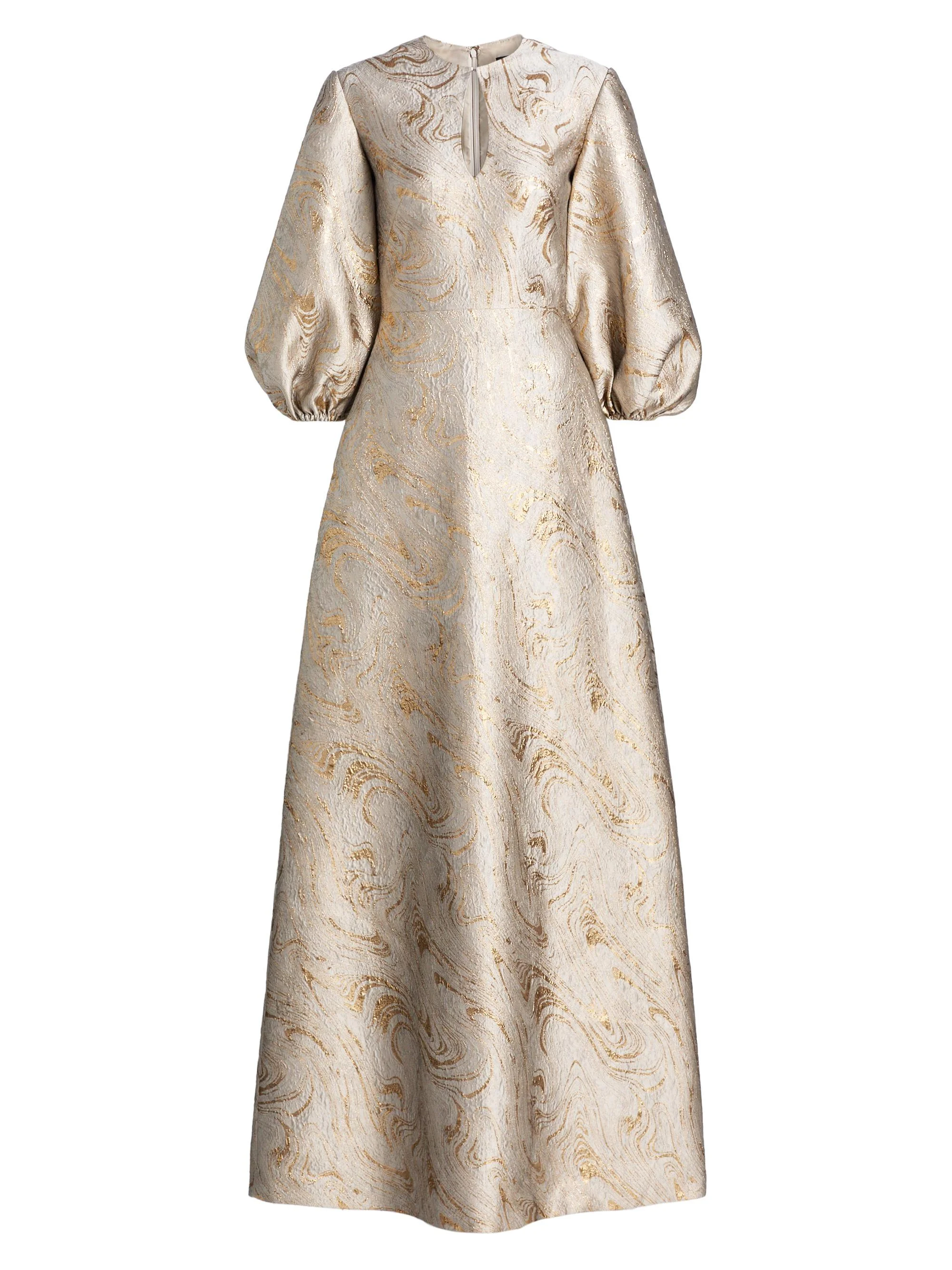 Women's Petals, Spice, & Whispers of Plumage Brocade Caftan - Platinum Marble - 1