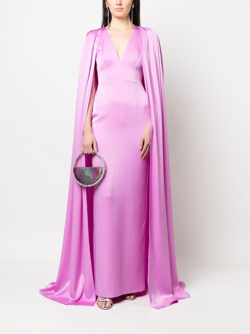 ALEX PERRY V-neck cape gown outlook