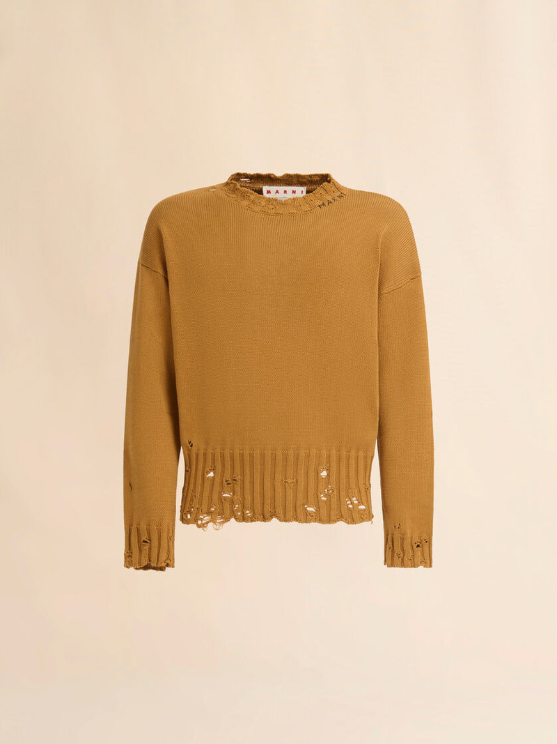 ORANGE COTTON CREW-NECK SWEATER 1