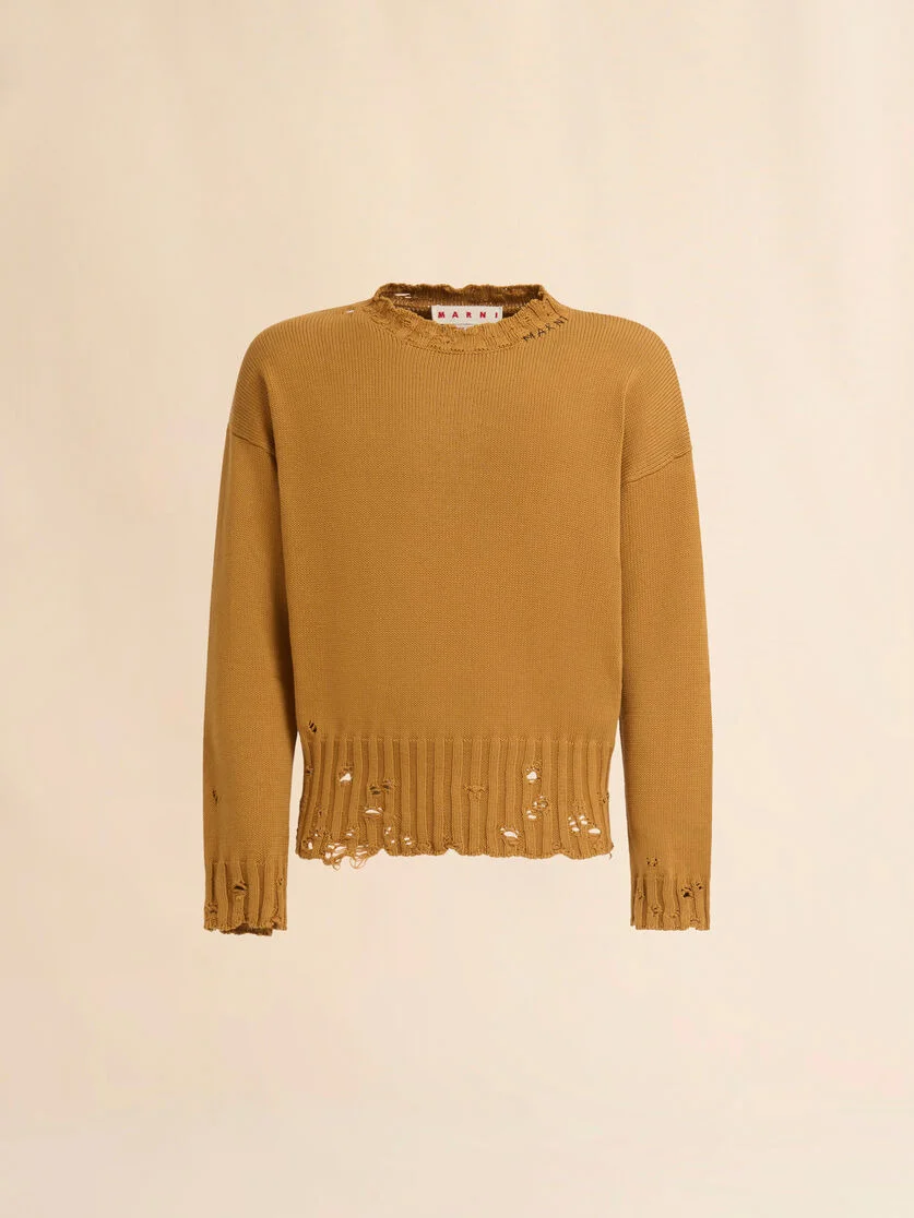ORANGE COTTON CREW-NECK SWEATER - 1
