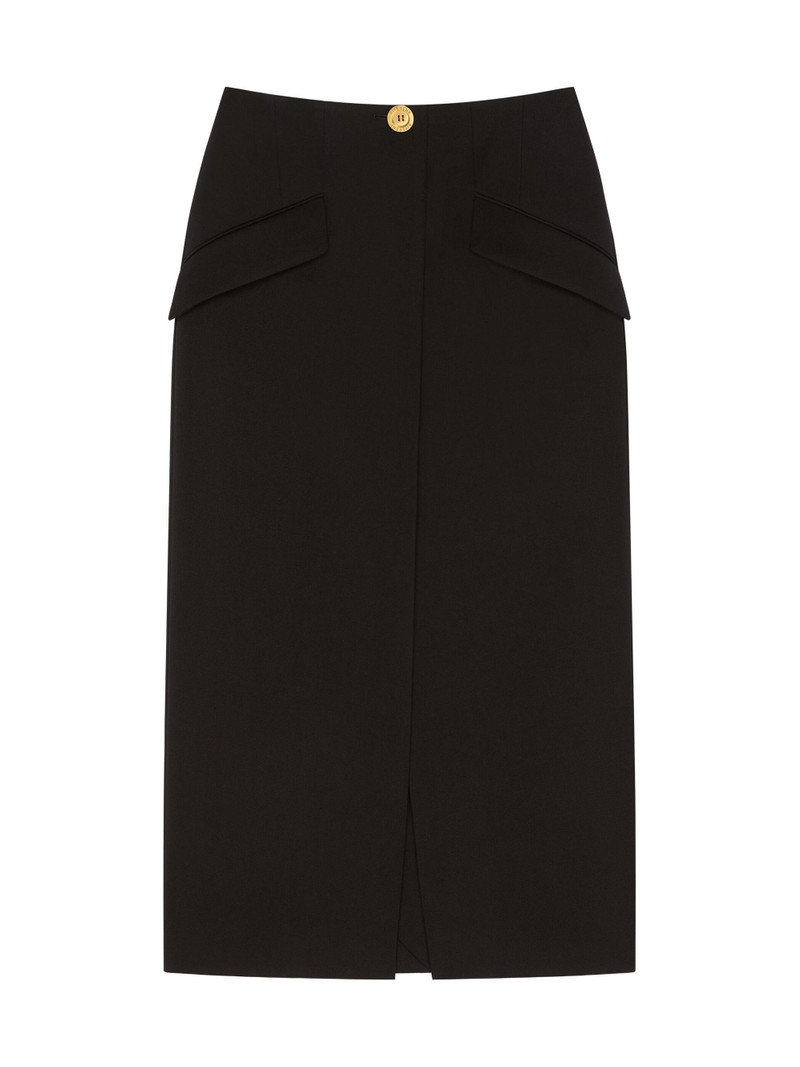 Women's Midi Skirt in Wool - Black 1