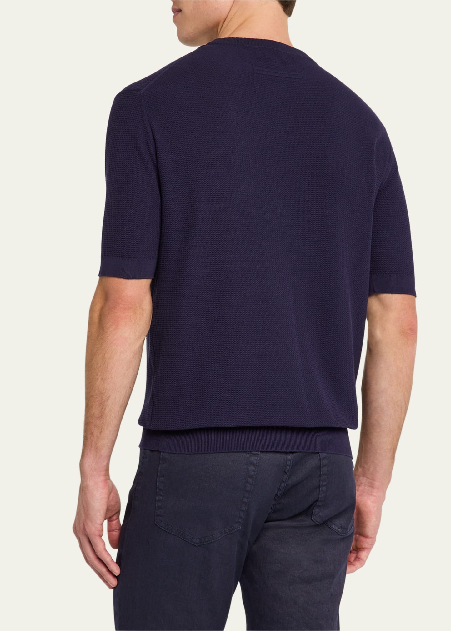 Men's Cotton Honeycomb Short-Sleeve Crewneck Sweater - 3