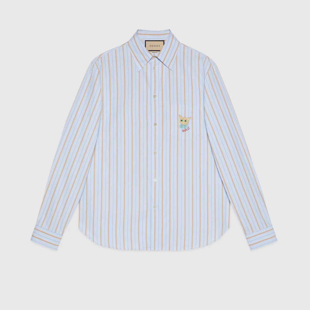 Striped boxy shirt with Gucci cat - 1