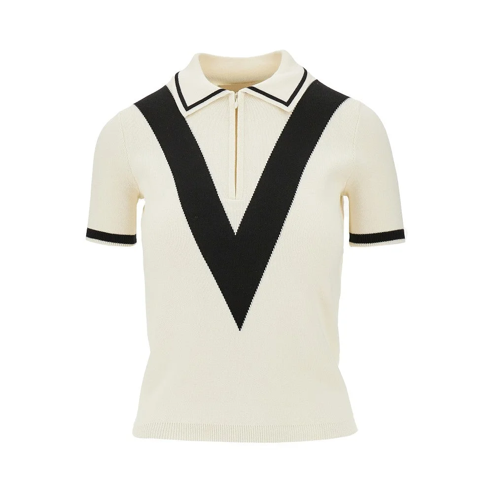 COTTON POLO SHIRT WITH V INLAY - 1