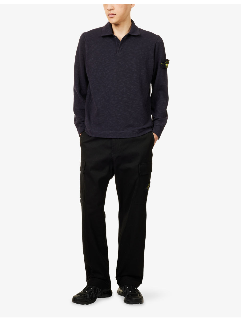 Vanise Polo-Collar Cotton-Jersey Sweatshirt - 2