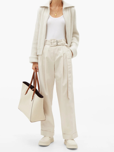 Brunello Cucinelli Belted cotton-blend wide-leg trousers outlook