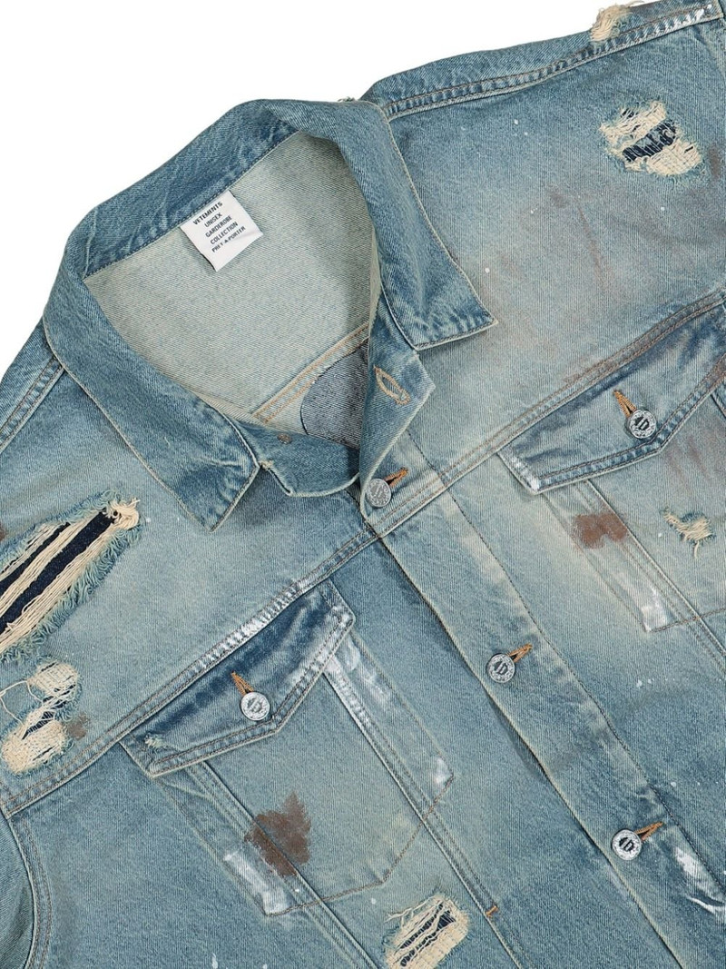 VETEMENTS ripped-detailing denim jacket outlook