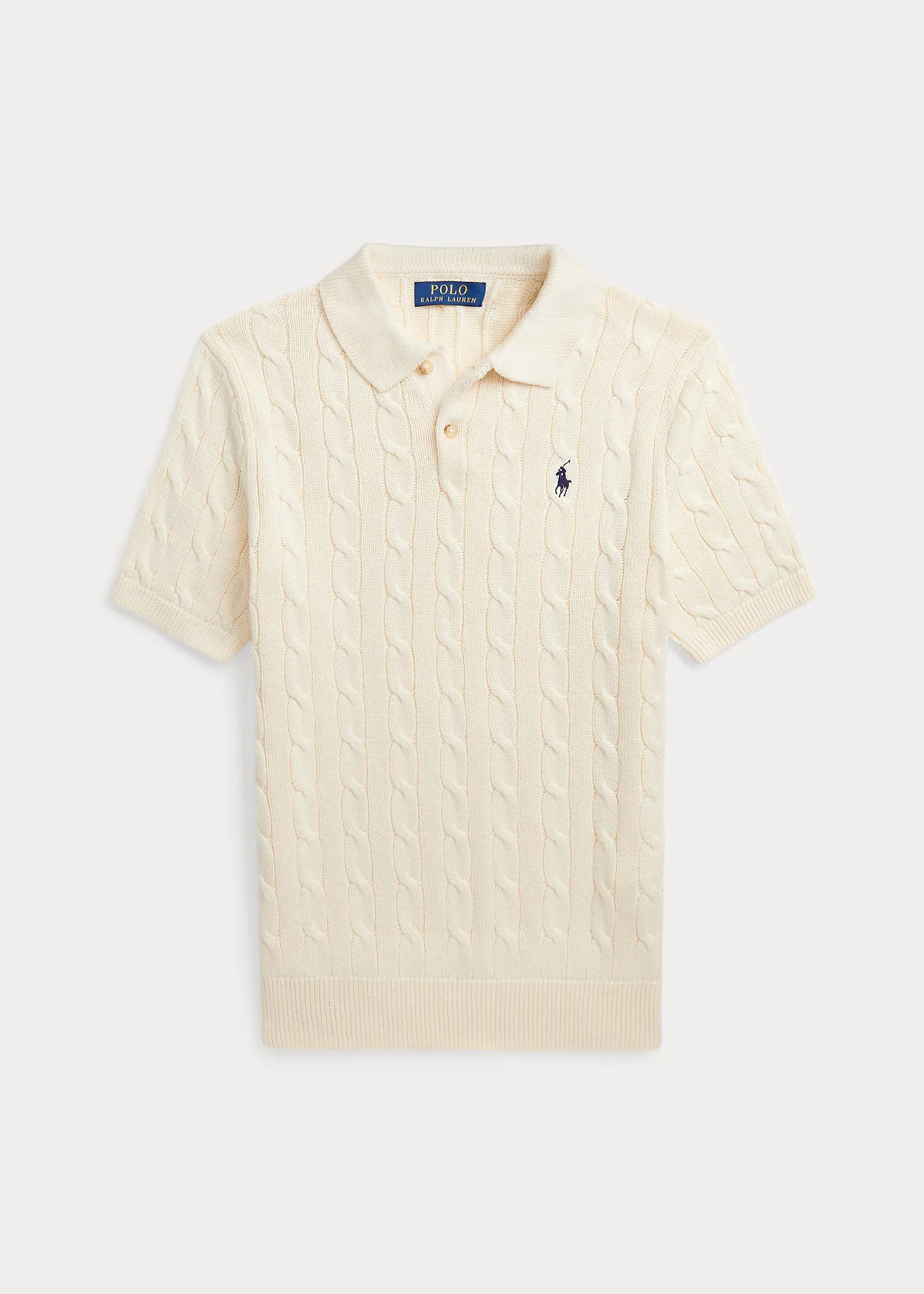 Cable-Knit Cotton Polo Sweater - 1