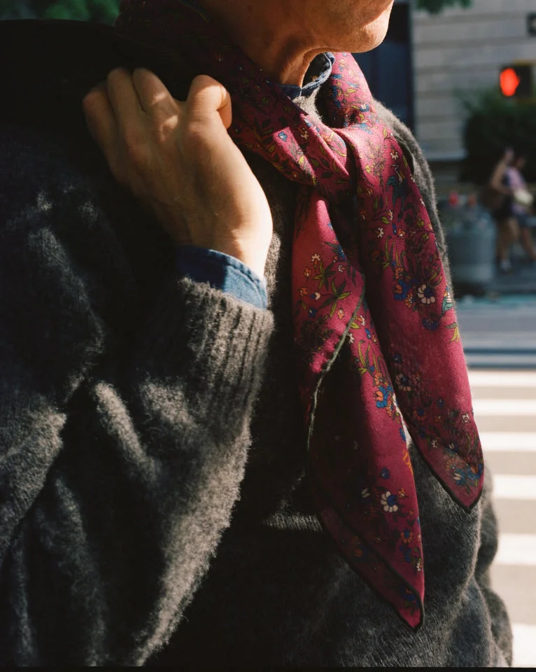 Magenta Birds of Paradise Print Wool-Silk Square Scarf - 1