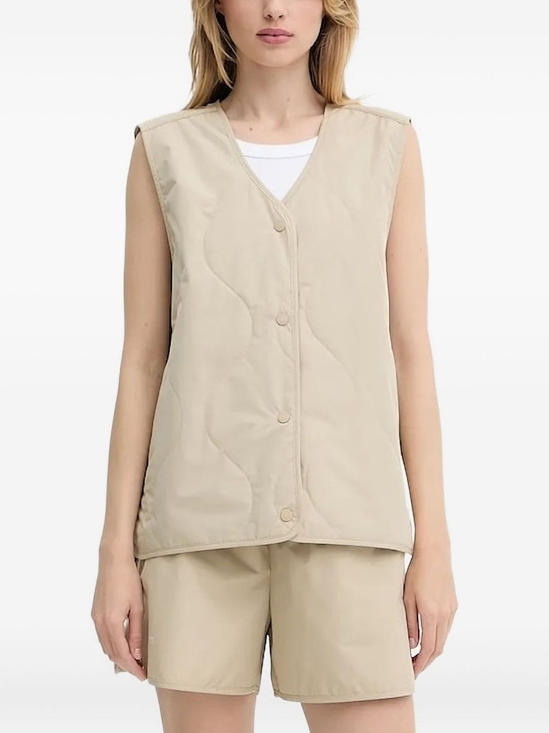 quilted button-fastening gilet 1