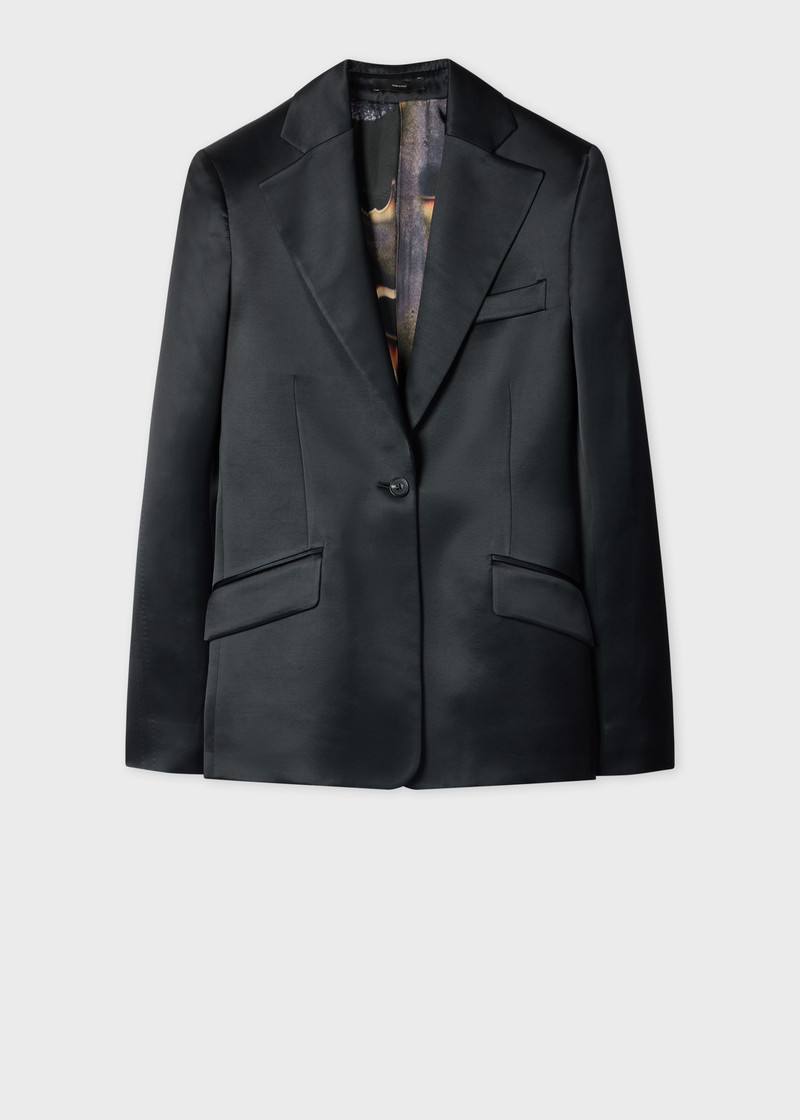 Women's Navy Satin Blazer 1