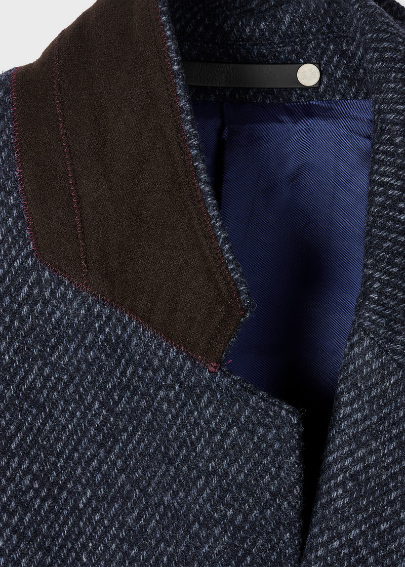 Paul Smith Navy Textured Wool-Blend Twill Overcoat outlook