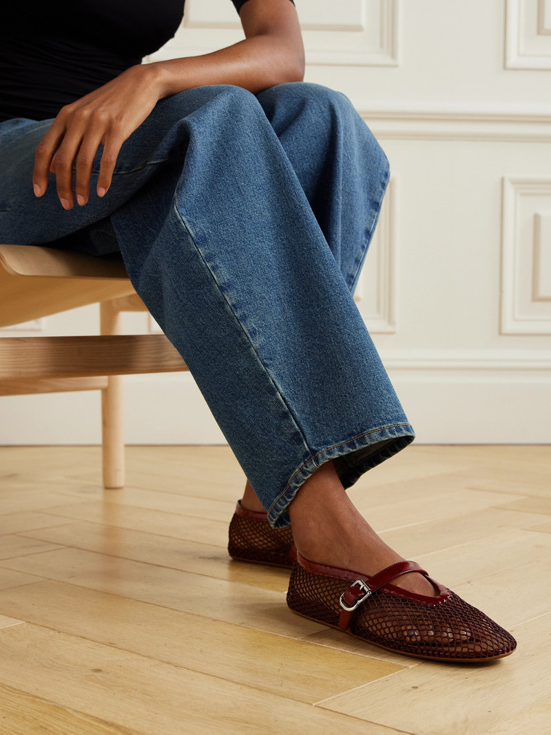 Alaïa Patent Leather-trimmed Mesh Ballet Flats outlook
