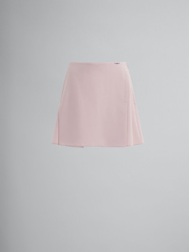 PINK STRETCH WOOL MINI SKIRT 1