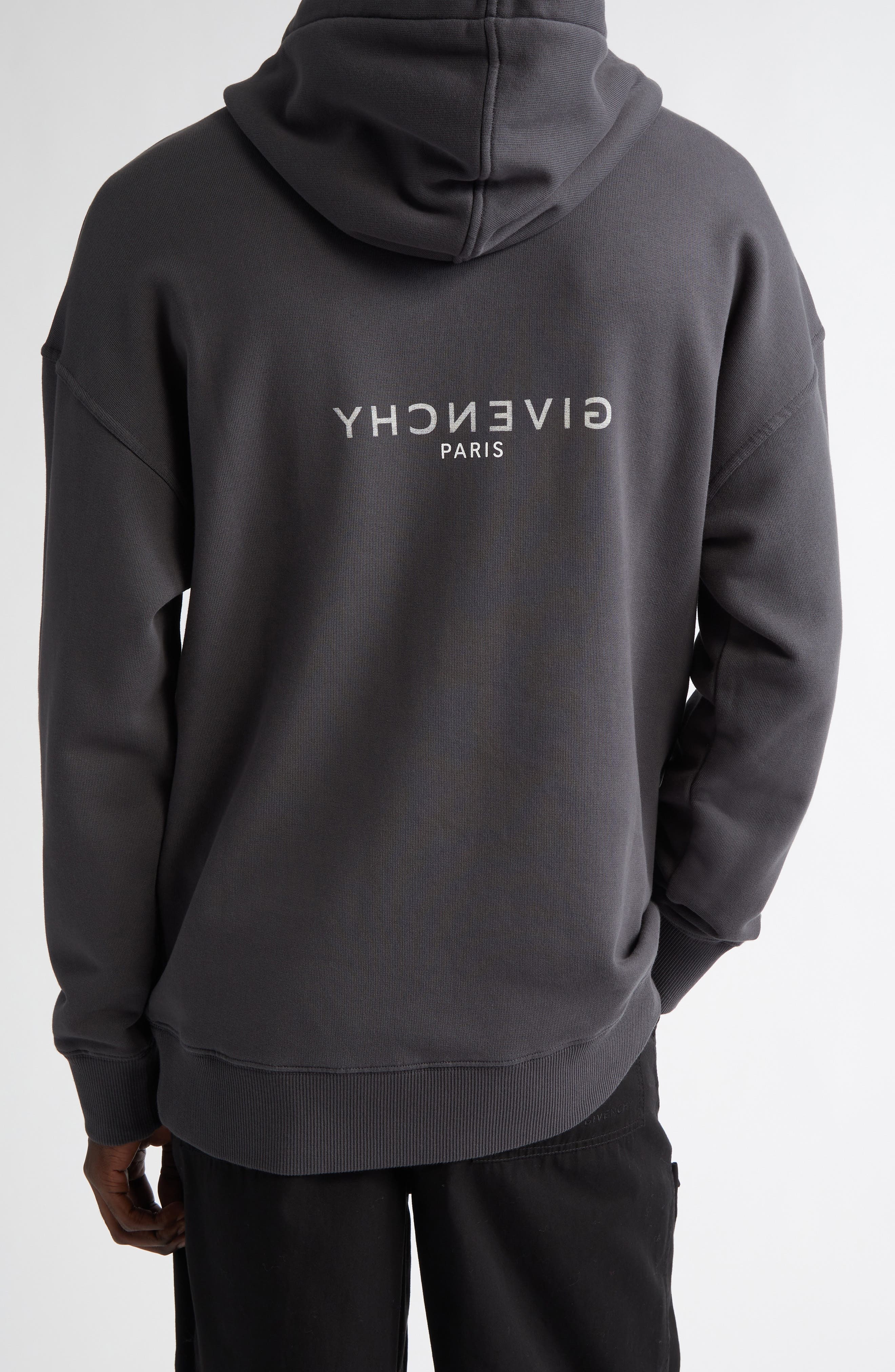 Givenchy Slim Fit Reverse Cotton Logo Hoodie in Charcoal at Nordstrom - 2