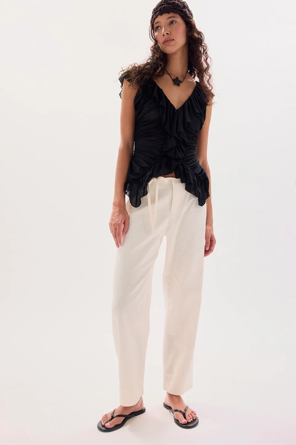 Amelia Side-Tie Linen Pants - 1