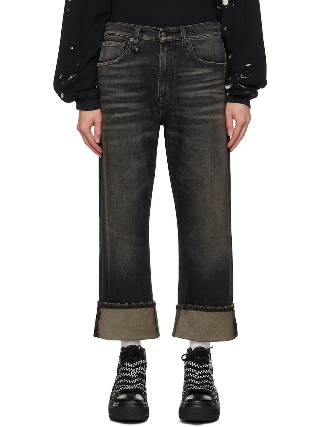 Black Cuffed X-Boyfriend Jeans - 1