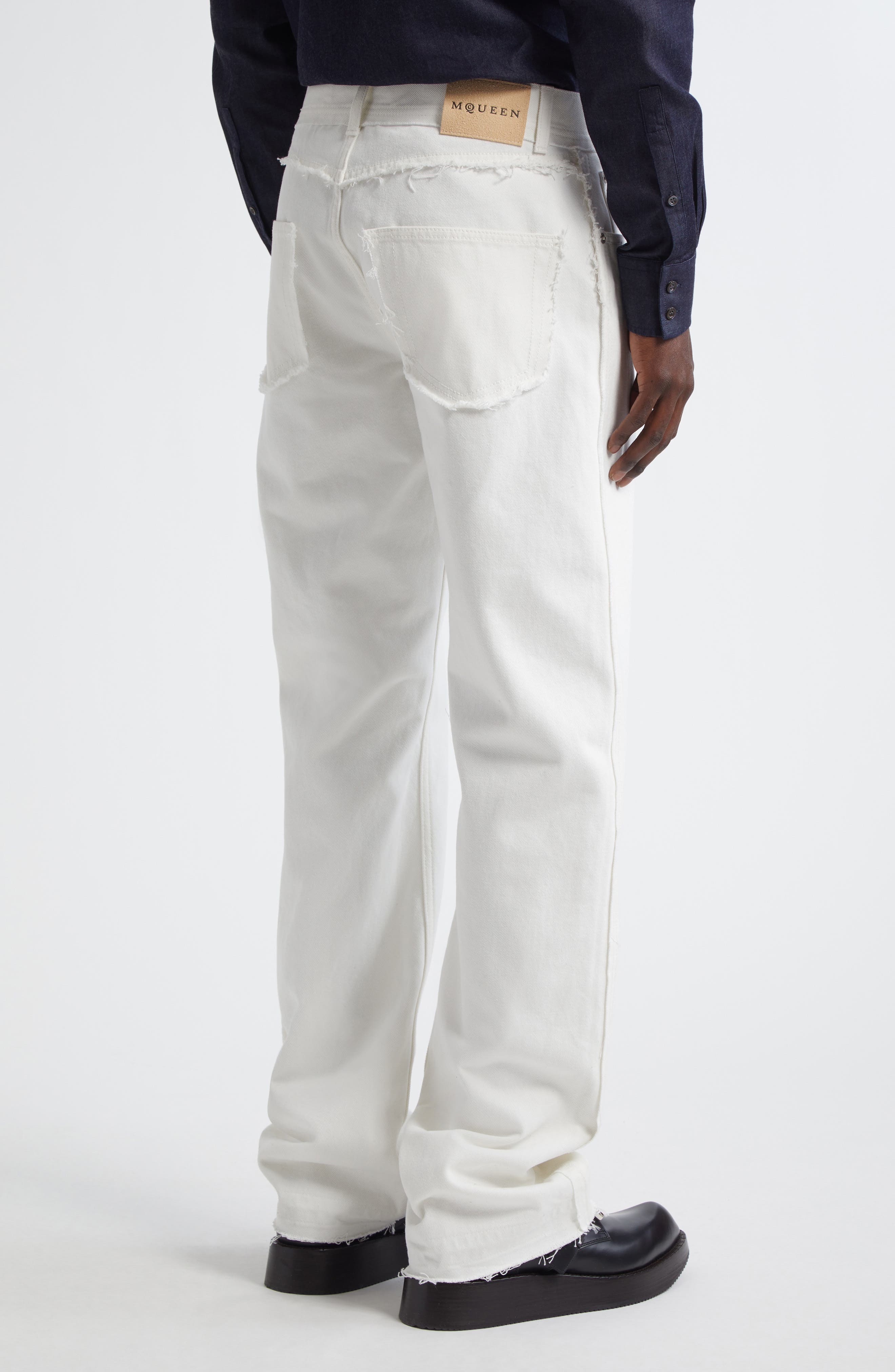 McQueen Straight Leg Jeans in Optical White at Nordstrom - 2