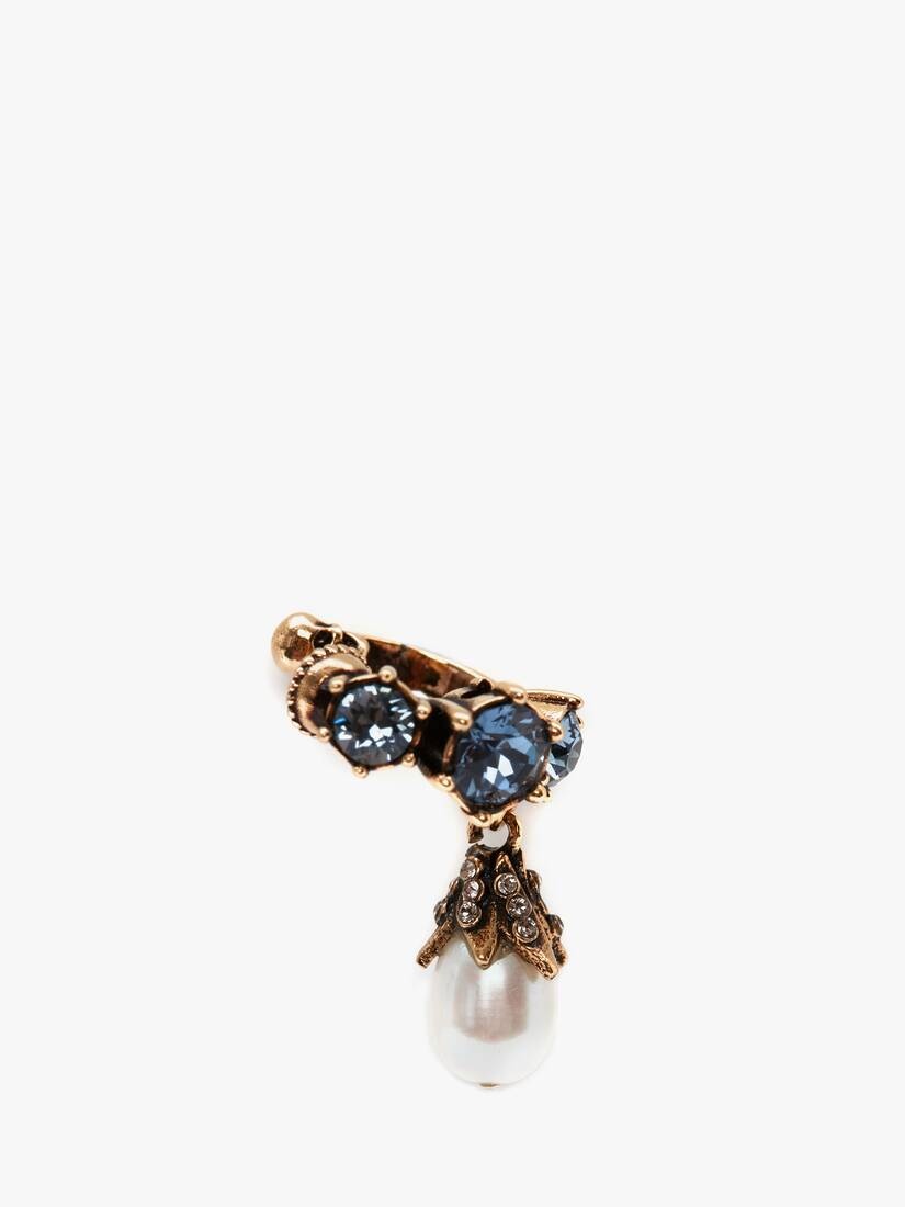 Jewelled Mini Ear Cuff in Blue - 1