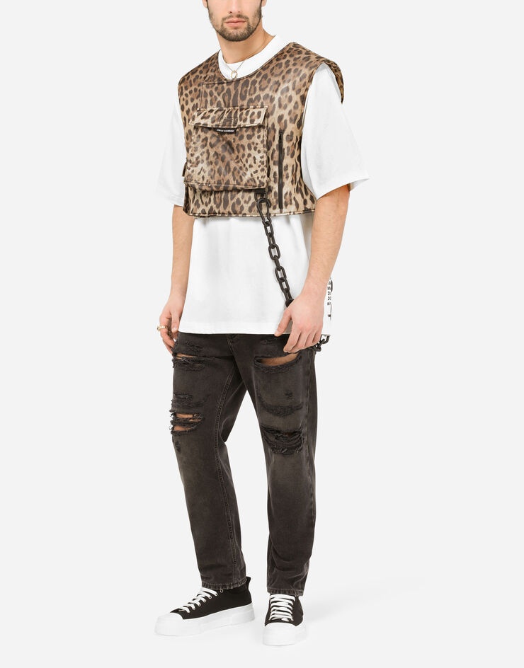 Leopard-print silk vest with patch embellishment - 7