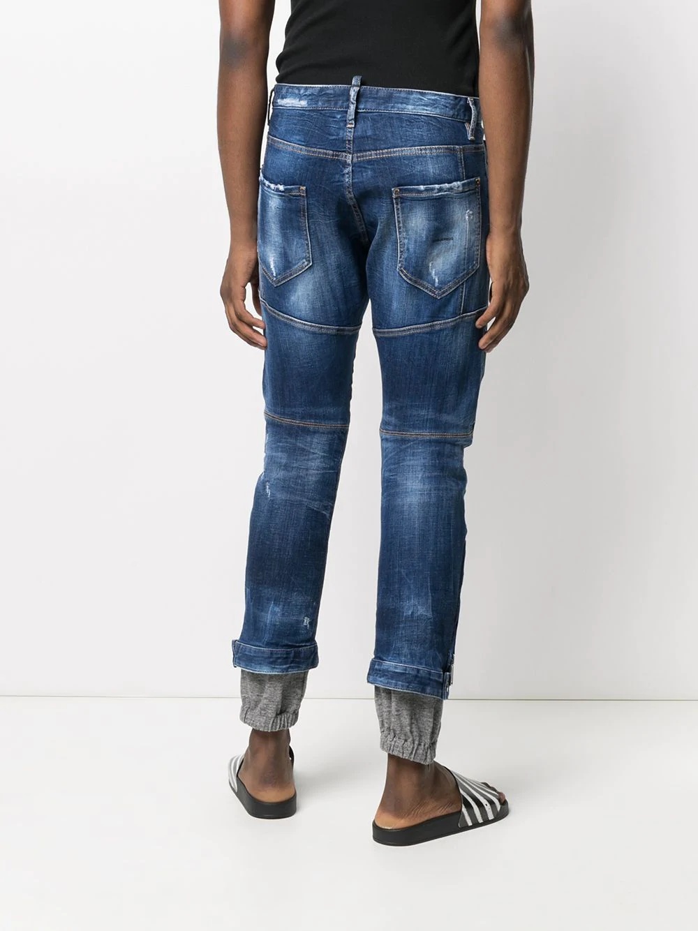 zip-detail distressed-finish denim jeans - 4