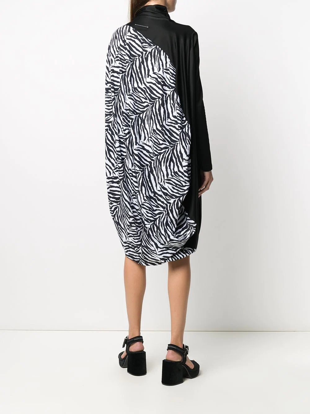 zebra-print panelled dress - 4