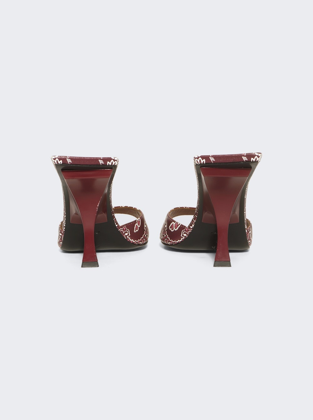 Ester Bandana Print Leather Mules Cherry Red - 4