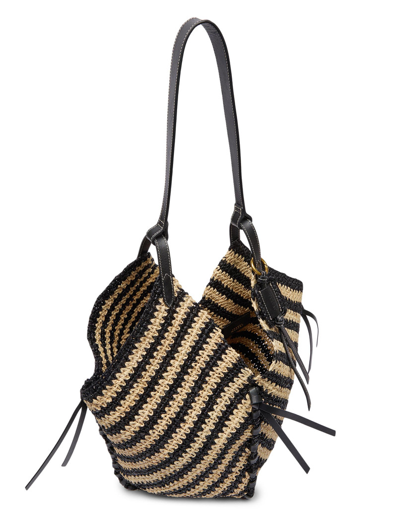 Women's Tampa Striped Raffia Tote Bag - Black Natural 4