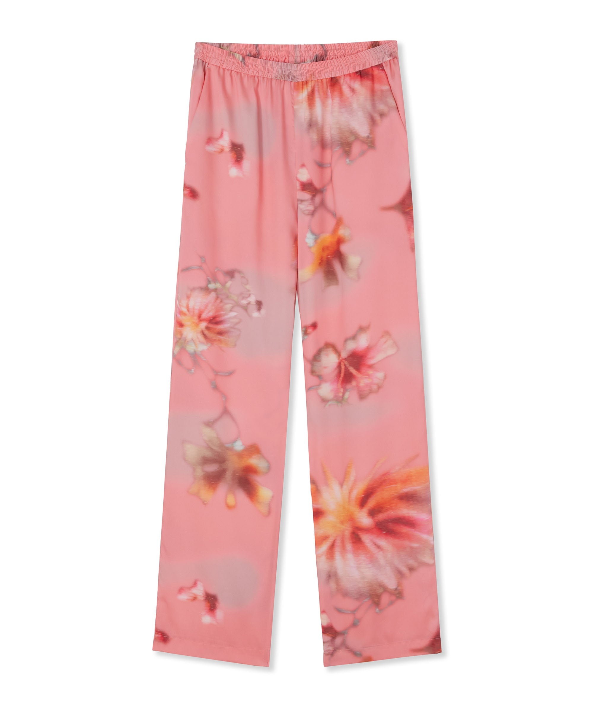 Fluid fabric pants with elastic waistband and  "desert flowers" print - 1