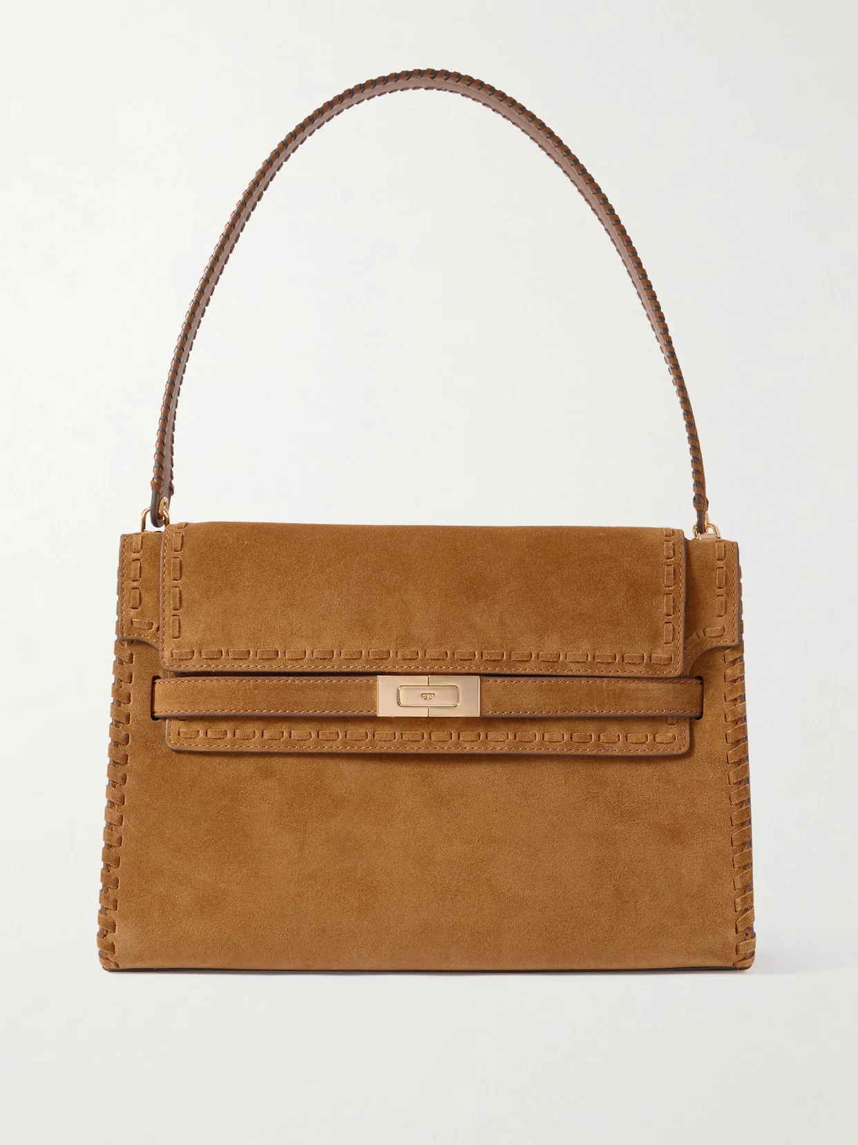 Lee Radziwill Large Leather-trimmed Whipstitched Suede Shoulder Bag - 1