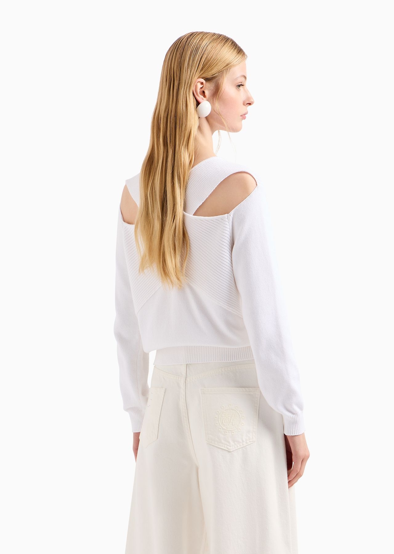 Cotton-blend half fisherman’s rib crossover jumper - 4